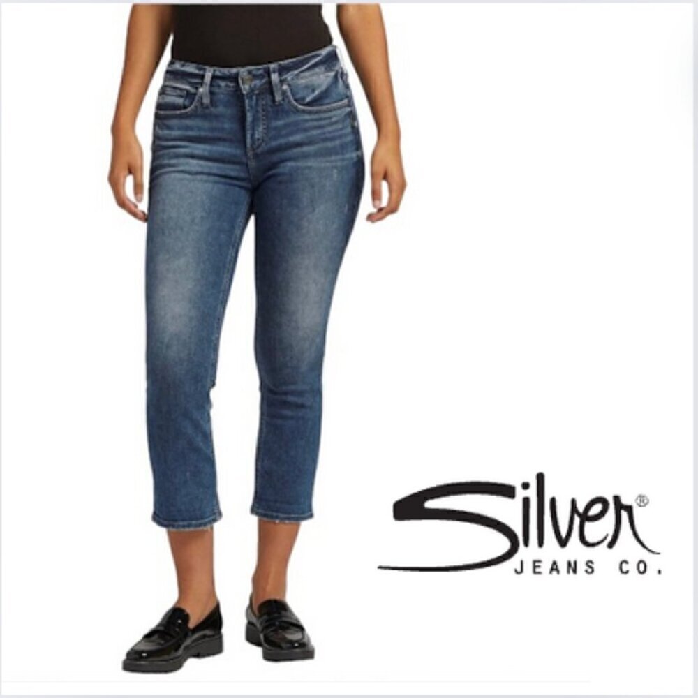 Silver Jeans Co. Suki Capri Indigo Blue Cropped Jeans, 30